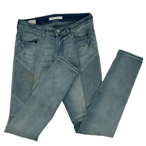 Pacsun Los Angeles Jeans Men Size 30X32 Stacked Skinny Stretch Pocket Blue Denim - Picture 5 of 12